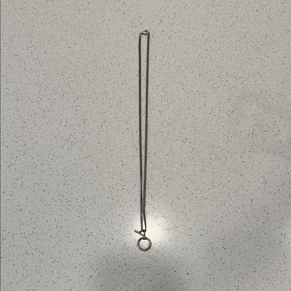 Silver Chain Necklace with Circular Pendant